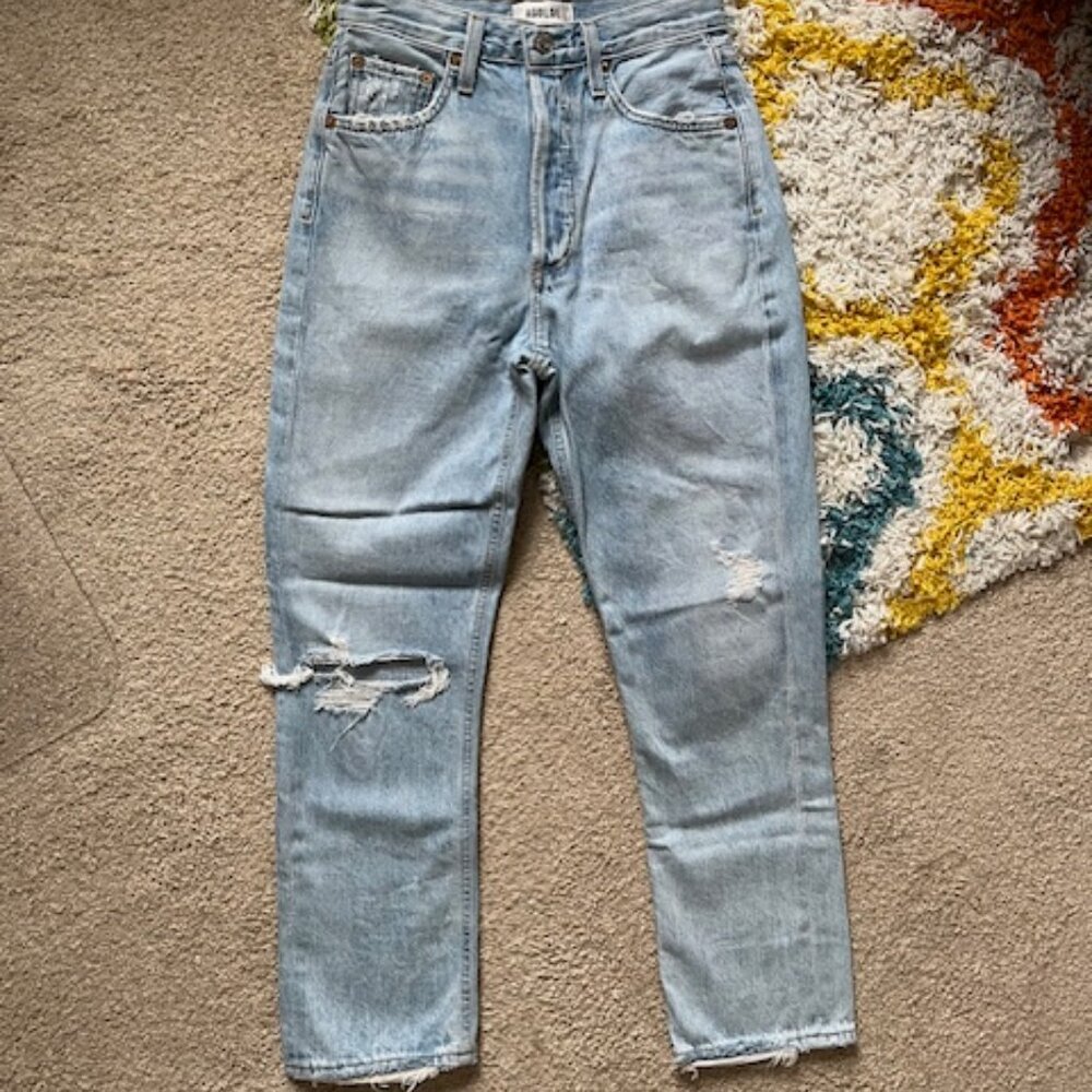 EC AGOLDE Riley Button Fly High Rise Crop Jeans 24